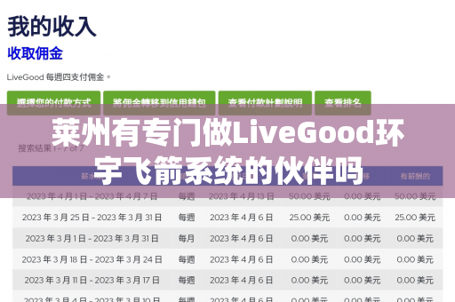 莱州有专门做LiveGood环宇飞箭系统的伙伴吗